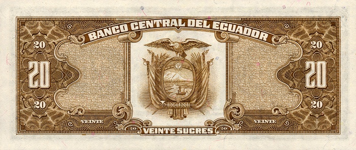 Back of Ecuador p121Aa: 20 Sucres from 1986