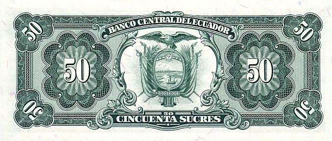 Back of Ecuador p122a: 50 Sucres from 1984
