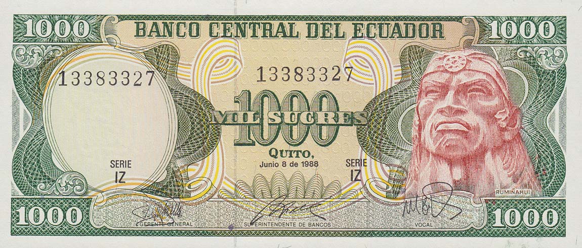 Front of Ecuador p125b: 1000 Sucres from 1988