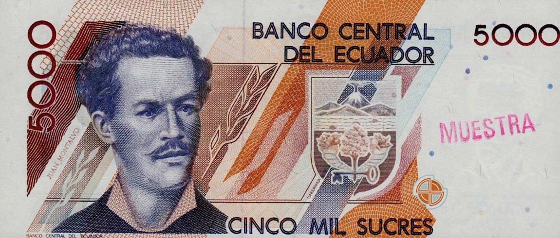 Front of Ecuador p126s: 5000 Sucres from 1987