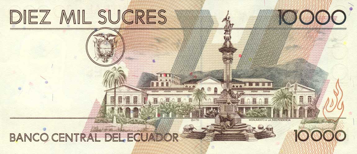 Back of Ecuador p127A: 10000 Sucres from 1999