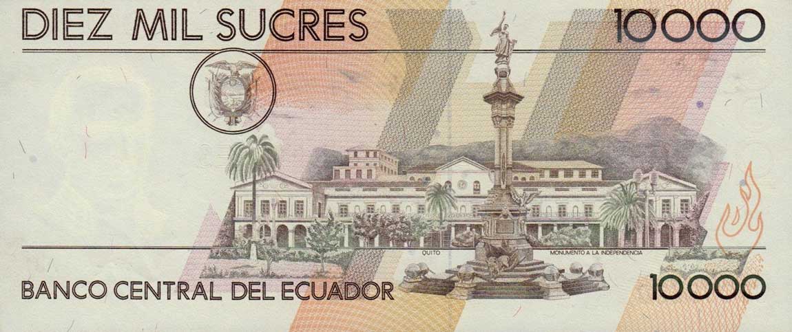 Back of Ecuador p127s1: 10000 Sucres from 1988