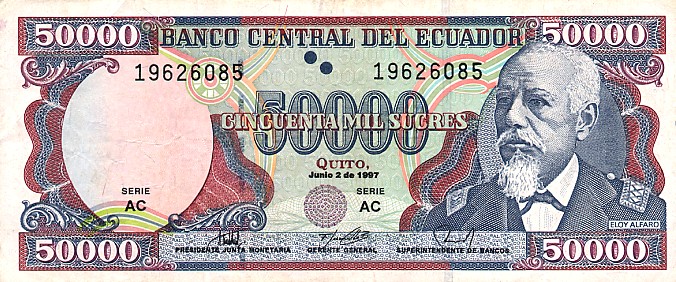 Front of Ecuador p130a: 50000 Sucres from 1995