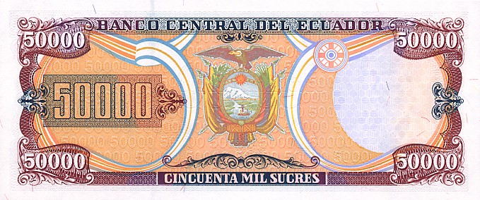 Back of Ecuador p130b: 50000 Sucres from 1999