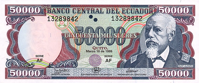 Front of Ecuador p130b: 50000 Sucres from 1999