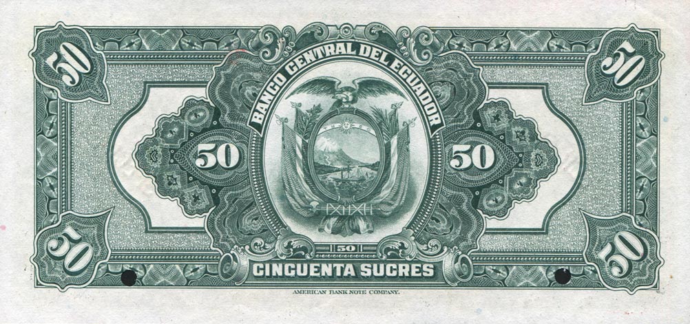 Back of Ecuador p87s: 50 Sucres from 1928