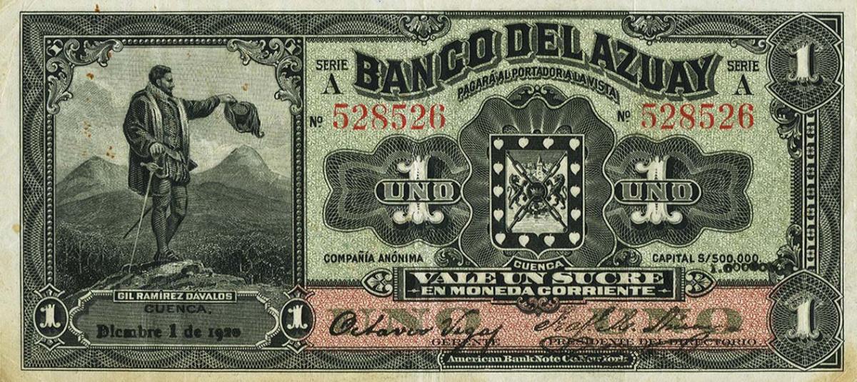 Front of Ecuador pS101a: 1 Sucre from 1914