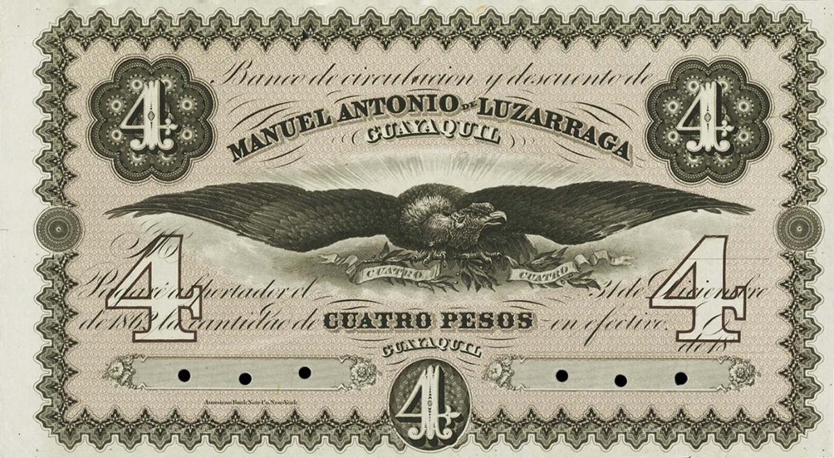 Front of Ecuador pS113: 4 Pesos from 1862