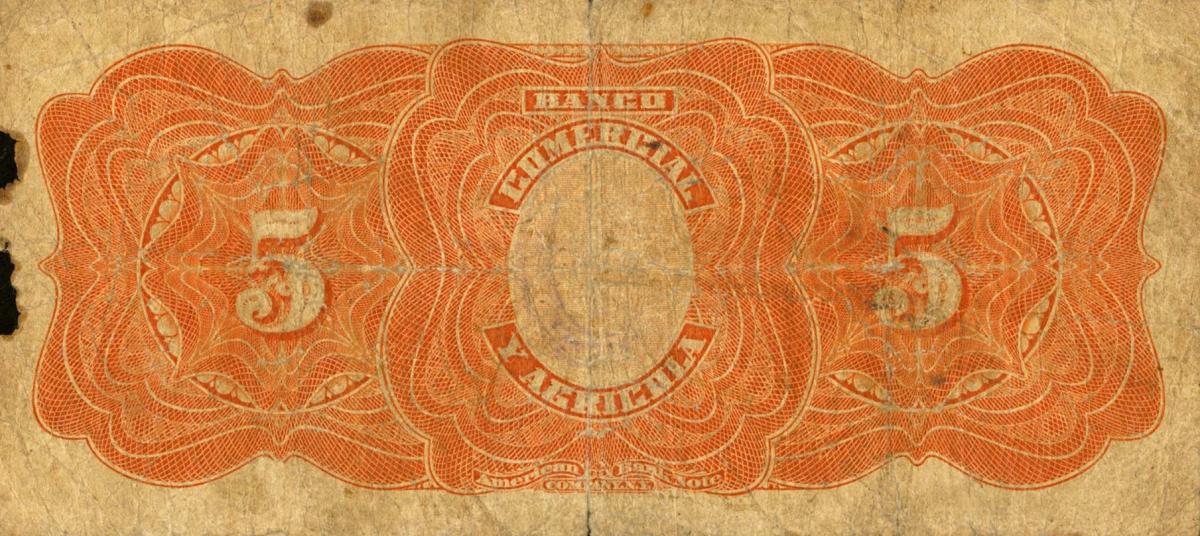 Back of Ecuador pS127b: 5 Sucres from 1915