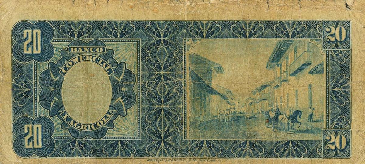 Back of Ecuador pS129a: 20 Sucres from 1907