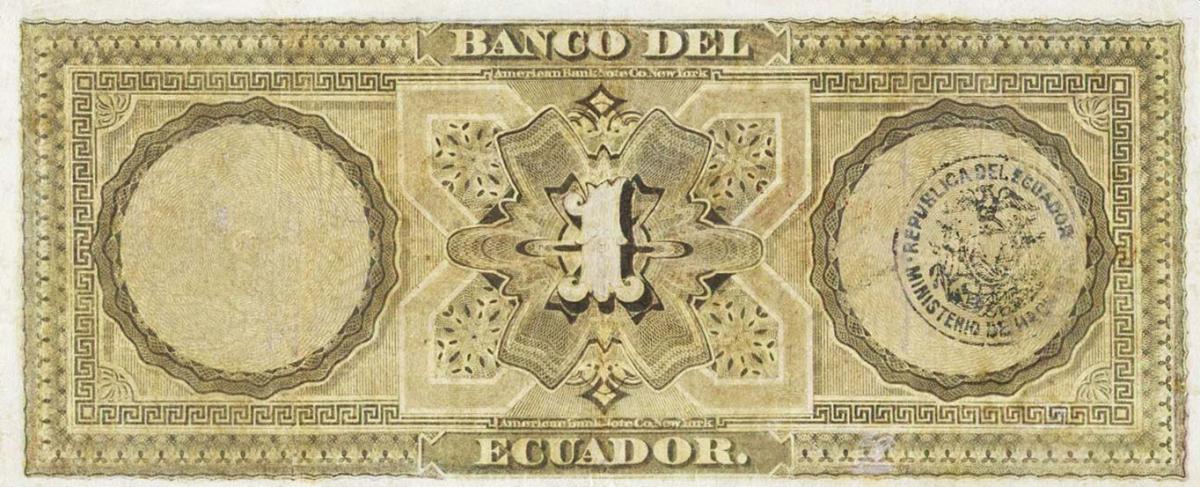 Back of Ecuador pS142Da: 1 Peso from 1874