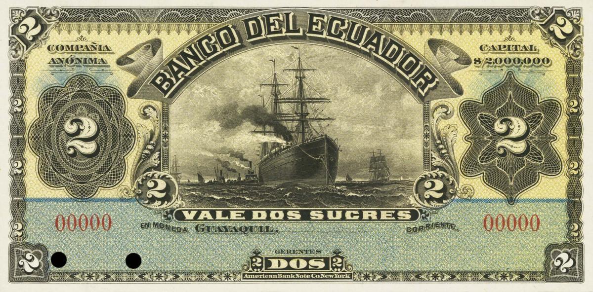 Front of Ecuador pS152p: 2 Sucres from 1901