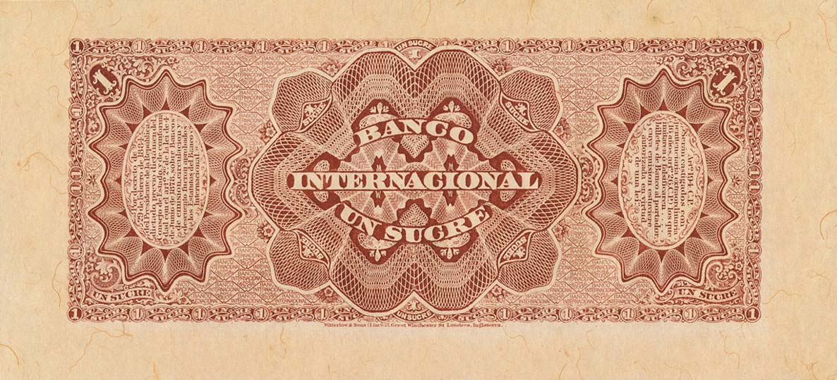 Back of Ecuador pS172: 1 Sucre from 1887