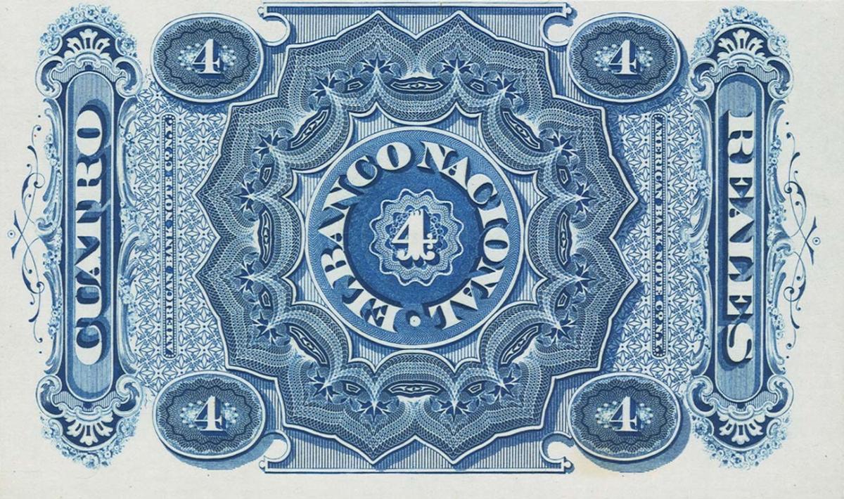 Back of Ecuador pS187p2: 4 Reais from 1871