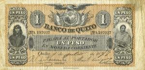 pS236a from Ecuador: 1 Peso from 1874