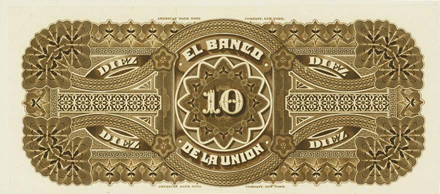 Back of Ecuador pS263p: 10 Pesos from 1887