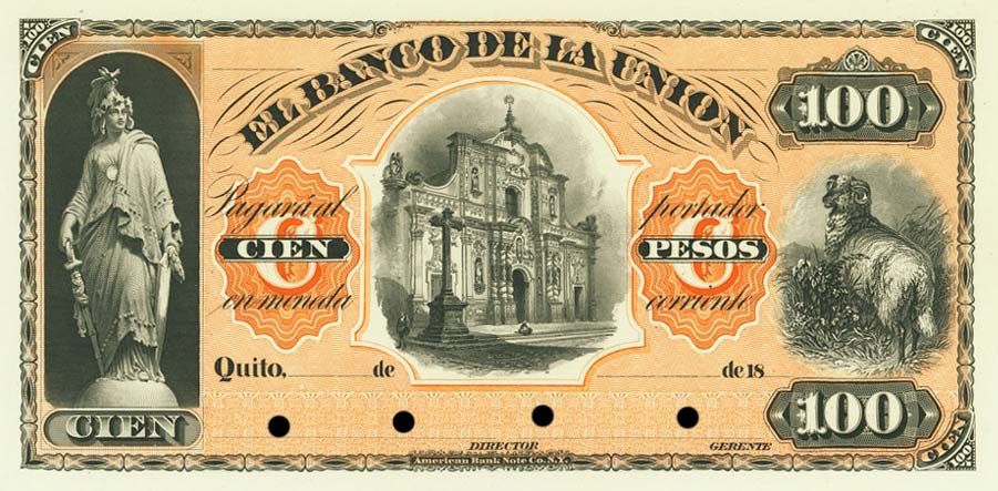 Front of Ecuador pS264Ap: 100 Pesos from 1880