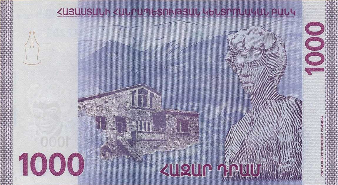 Back of Armenia p61: 1000 Dram from 2018