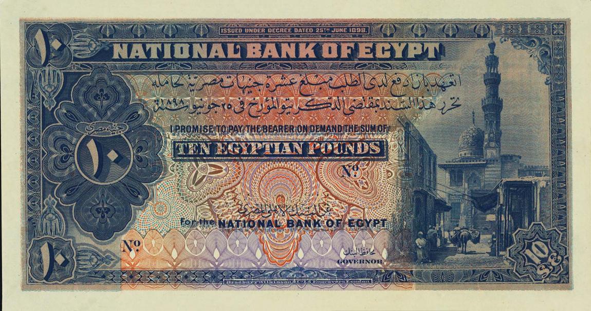 Front of Egypt p14ct: 10 Pounds from 1913