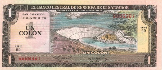 Front of El Salvador p133Aa: 1 Colon from 1982