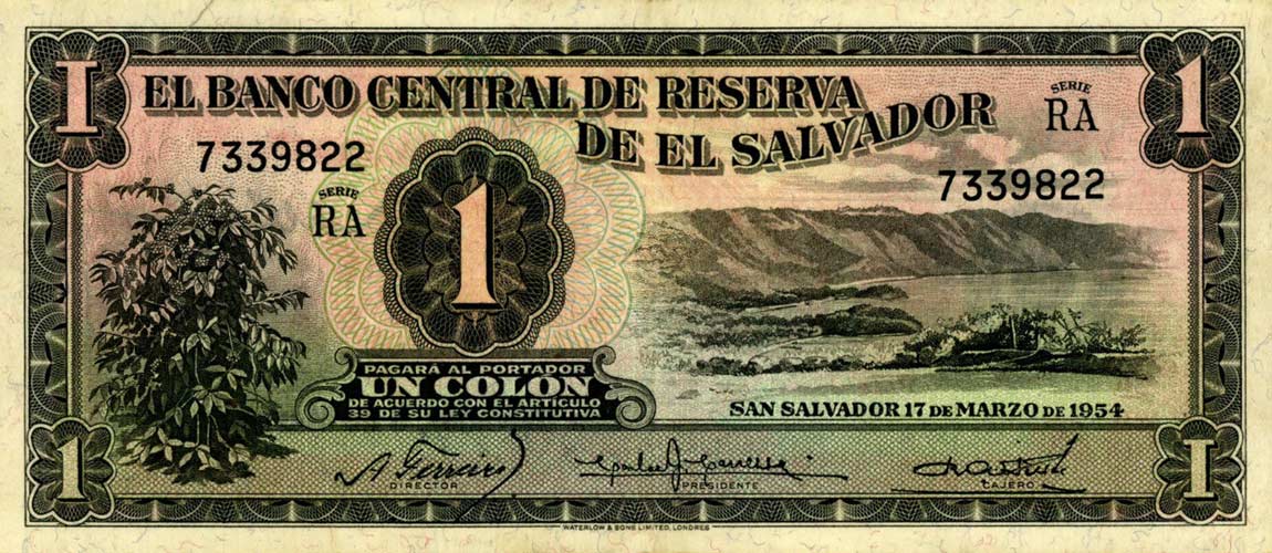 Front of El Salvador p87: 1 Colon from 1950