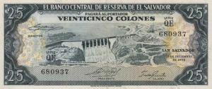 p104b from El Salvador: 25 Colones from 1966