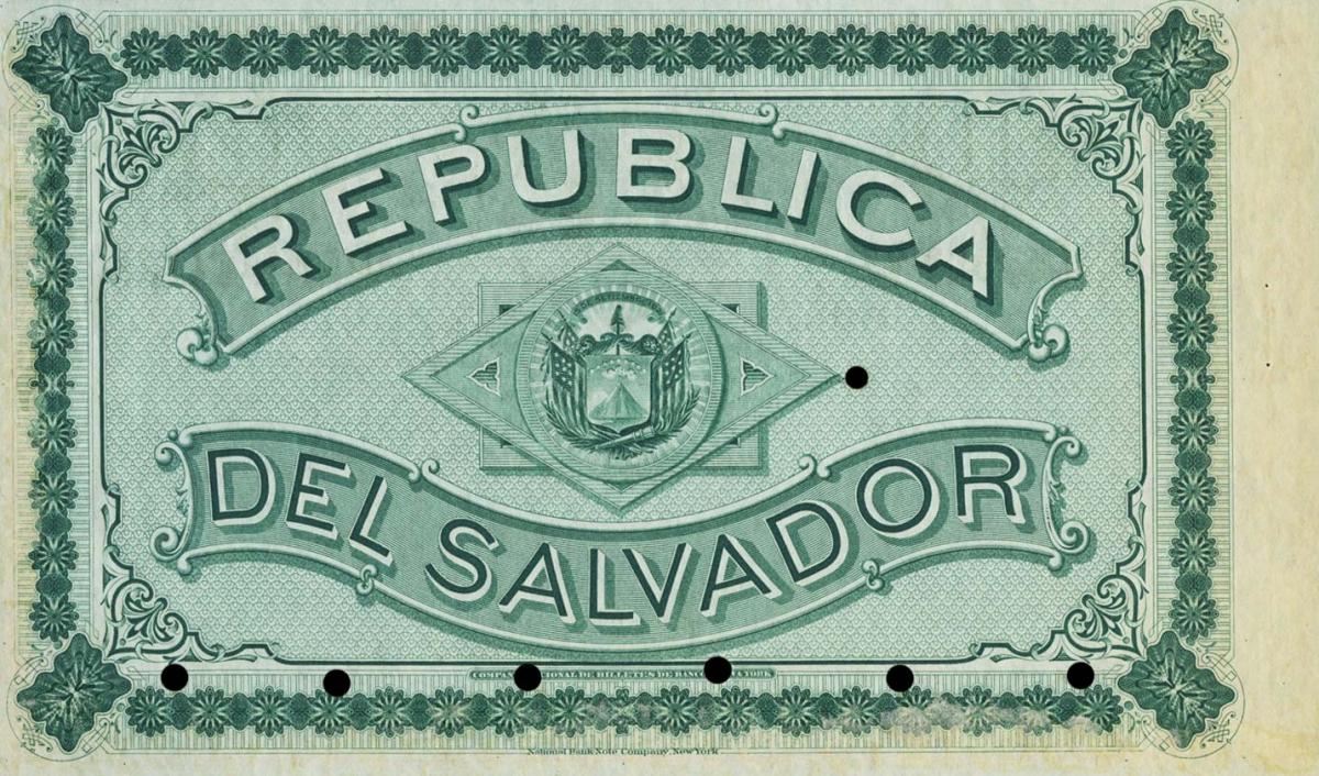 Back of El Salvador p12: 10 Pesos from 1877