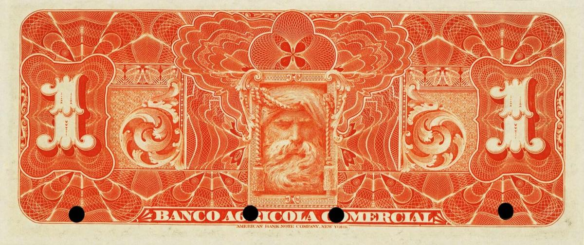 Back of El Salvador pS101s: 1 Peso from 1904