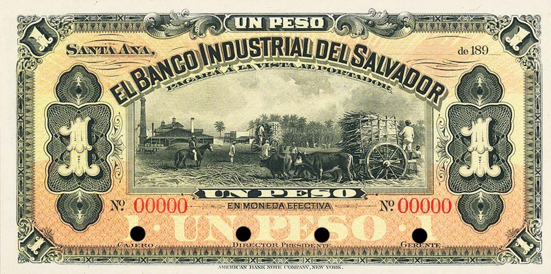 Front of El Salvador pS141p: 1 Peso from 1890