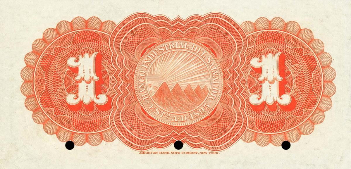 Back of El Salvador pS141s: 1 Peso from 1890