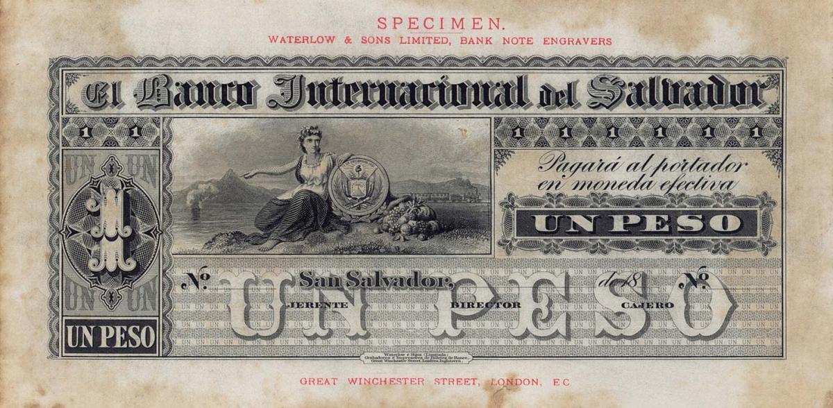 Front of El Salvador pS151s: 1 Peso from 1881