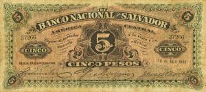 pS162c from El Salvador: 5 Pesos from 1909