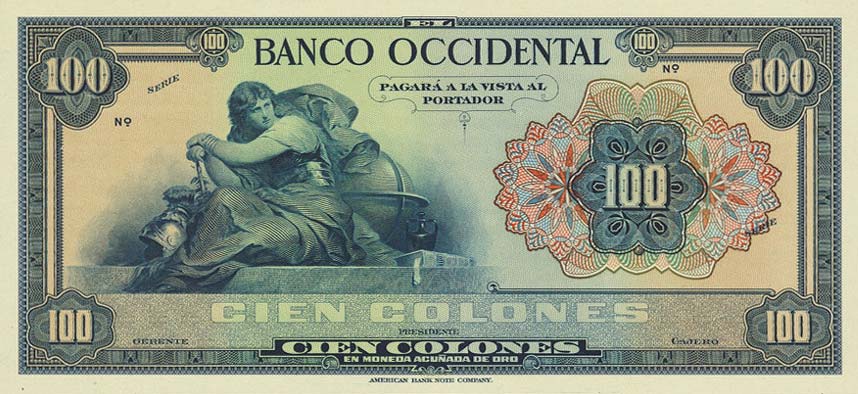 Front of El Salvador pS198p: 100 Colones from 1924