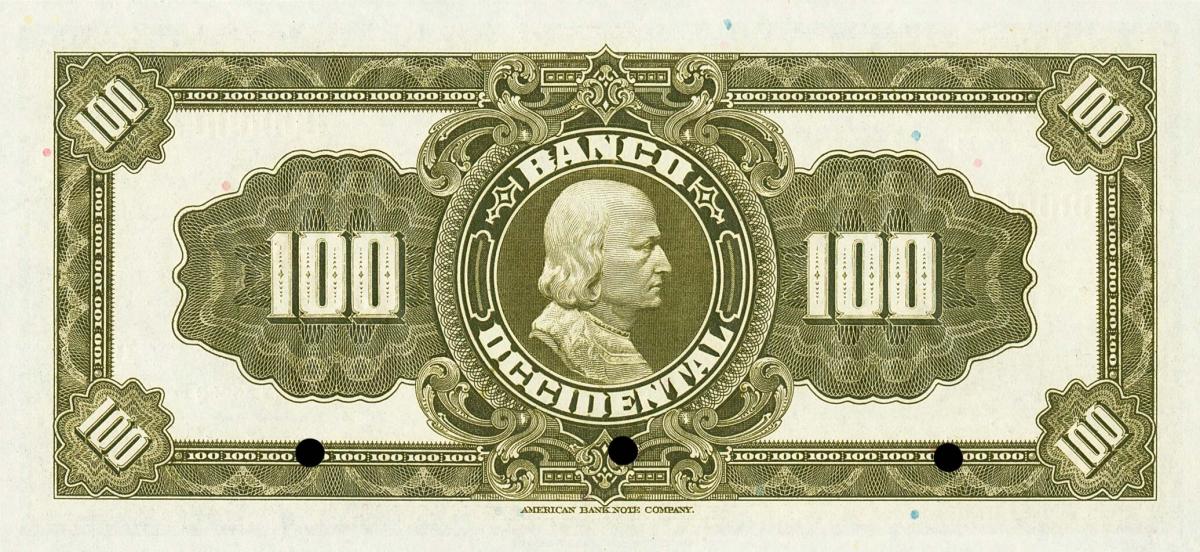 Back of El Salvador pS198s: 100 Colones from 1924