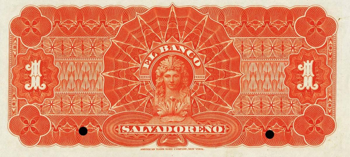 Back of El Salvador pS201s: 1 Peso from 1899