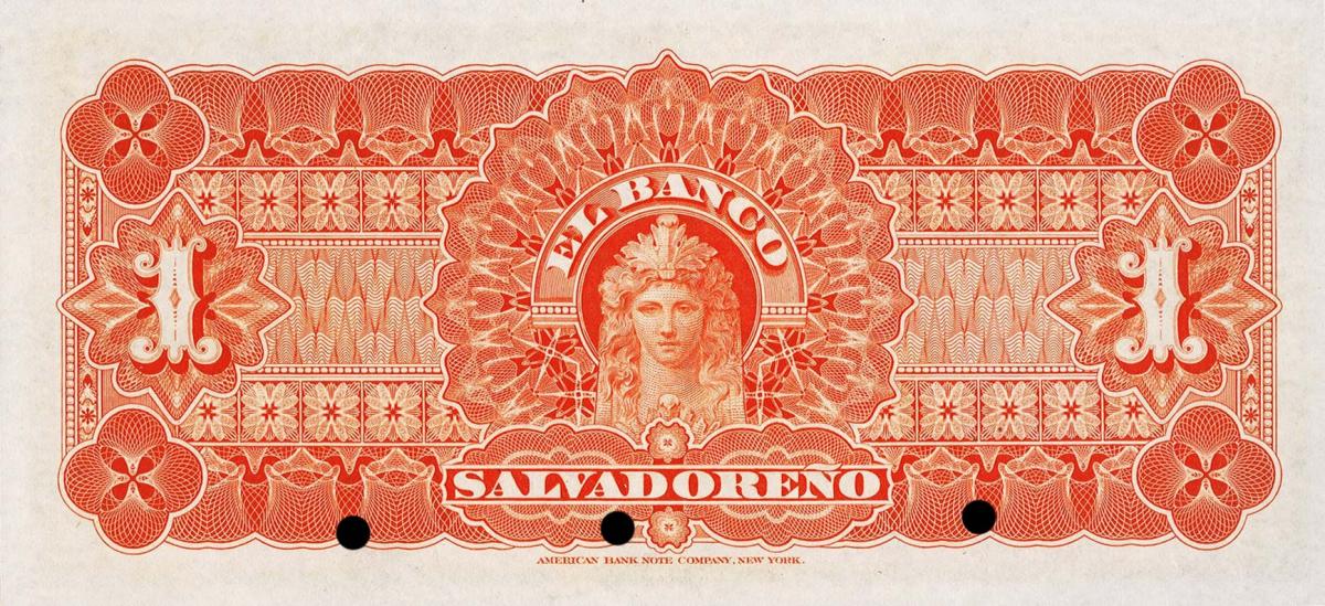 Back of El Salvador pS202s: 1 Peso from 1913