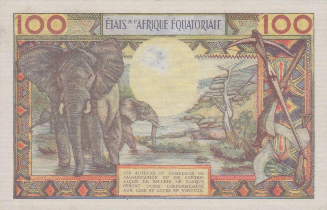 Back of Equatorial African States p3c: 100 Francs from 1963