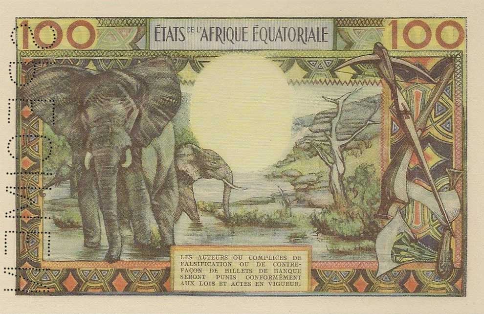 Back of Equatorial African States p3s: 100 Francs from 1963