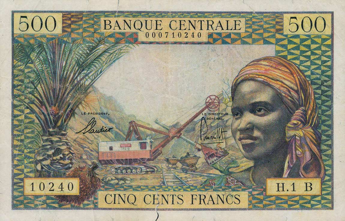 Front of Equatorial African States p4b: 500 Francs from 1963