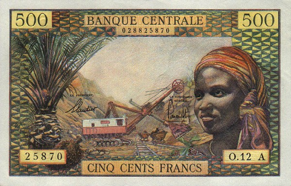 Front of Equatorial African States p4e: 500 Francs from 1963