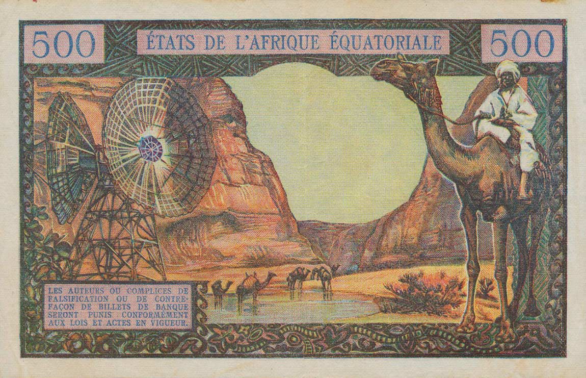 Back of Equatorial African States p4f: 500 Francs from 1963