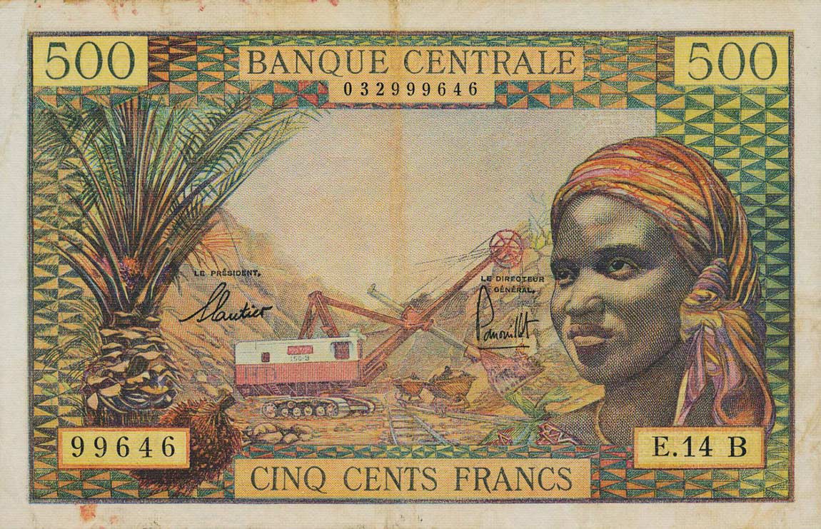 Front of Equatorial African States p4f: 500 Francs from 1963