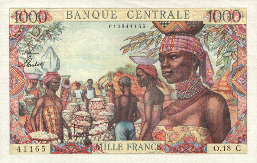 Front of Equatorial African States p5g: 1000 Francs from 1963