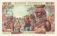p5g from Equatorial African States: 1000 Francs from 1963
