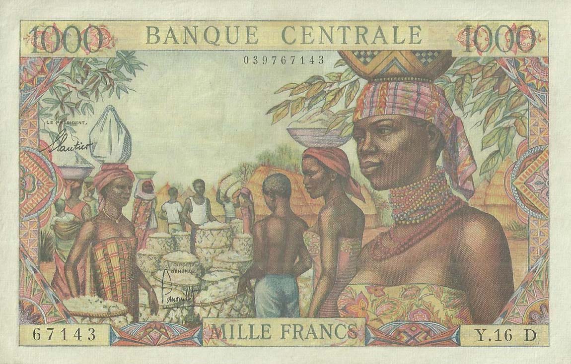 Front of Equatorial African States p5h: 1000 Francs from 1963