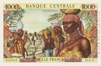 p5s from Equatorial African States: 1000 Francs from 1963