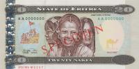 p4s from Eritrea: 20 Nakfa from 1997