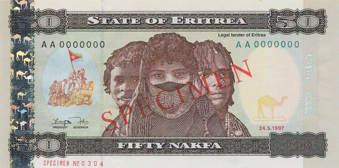 Front of Eritrea p5s: 50 Nakfa from 1997