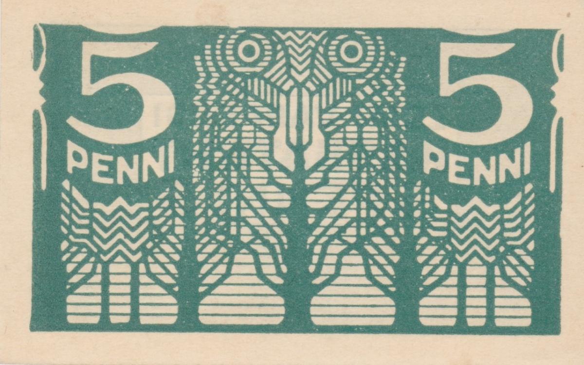 Front of Estonia p39a: 5 Penni from 1919