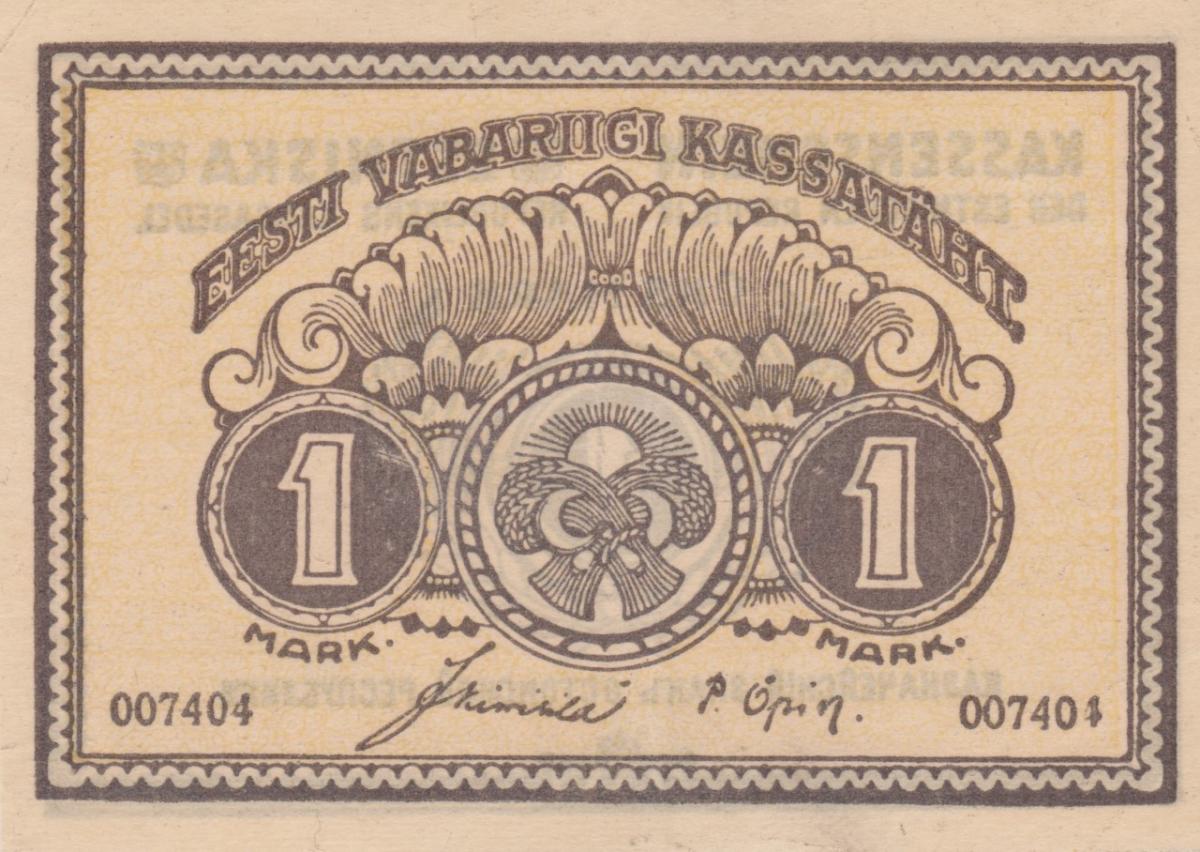 Front of Estonia p43a: 1 Mark from 1919